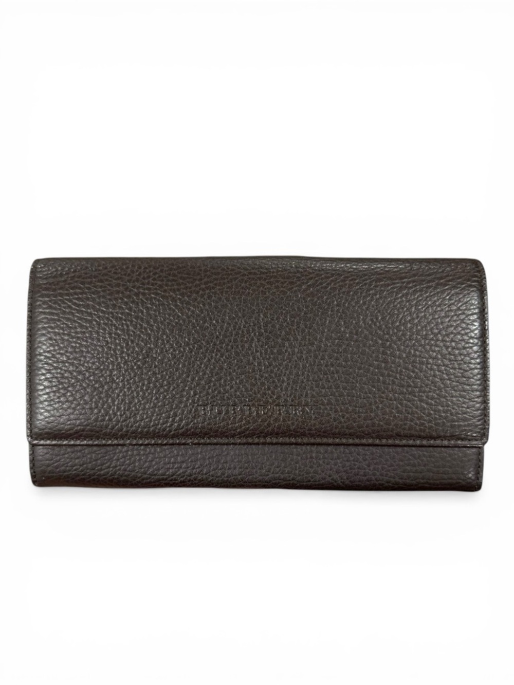 Burberry Chocolate Brown Pebbled Leather Nova Check Kisslock Long Wallet